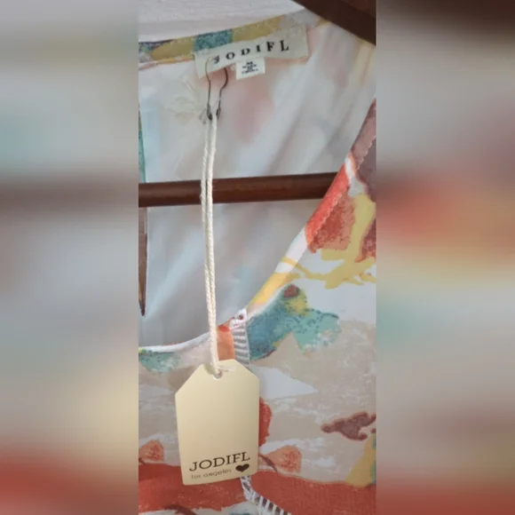 JODIFL - Colorful Floral Mini Babydoll Dress Oversized Tropical Vacation Vibes - Picture 5 of 7